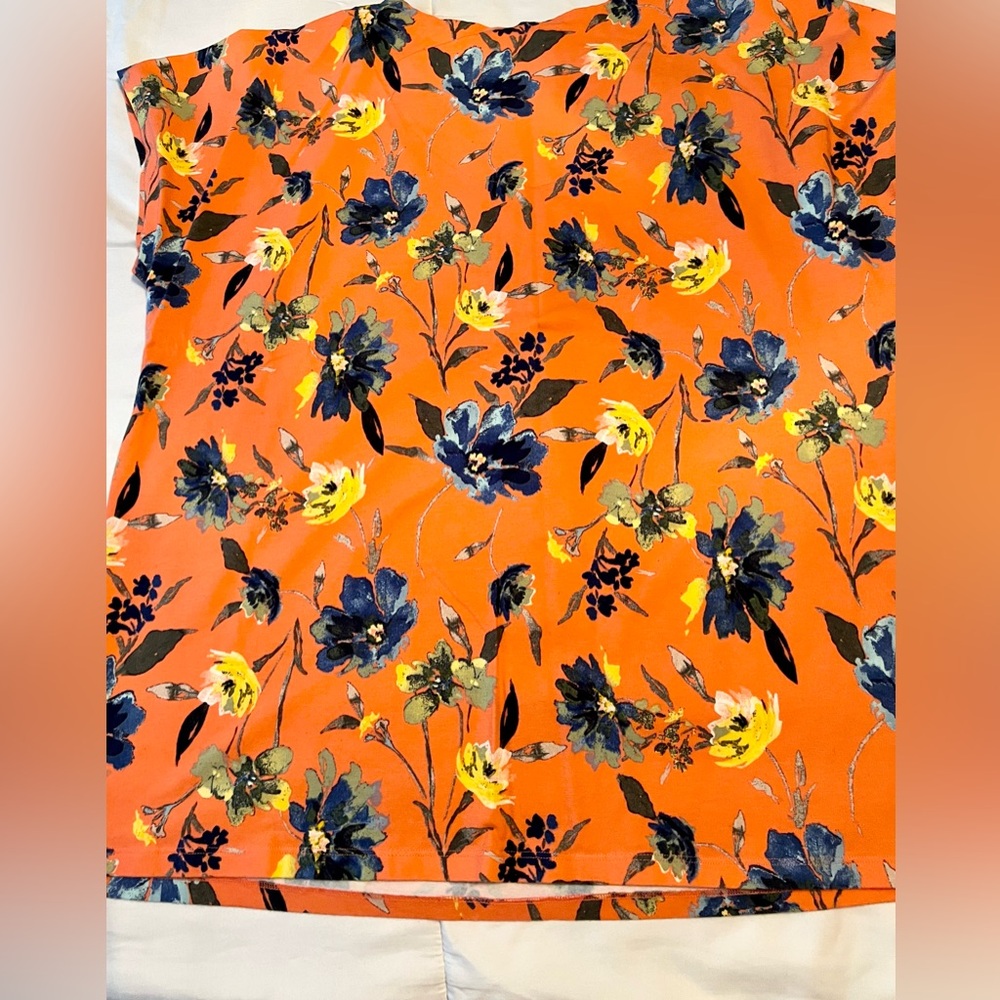 Denim & Co. Plus‎ Size Floral Orange Blouse